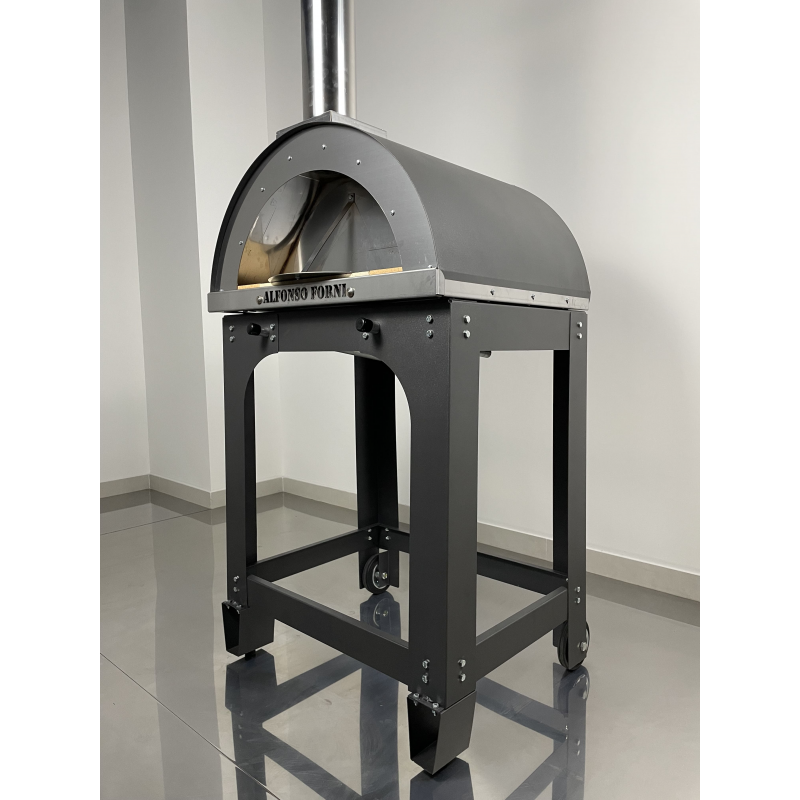 Forno a Legna Alfonso 2 Pizze Full Optional con Carrello in Inox a