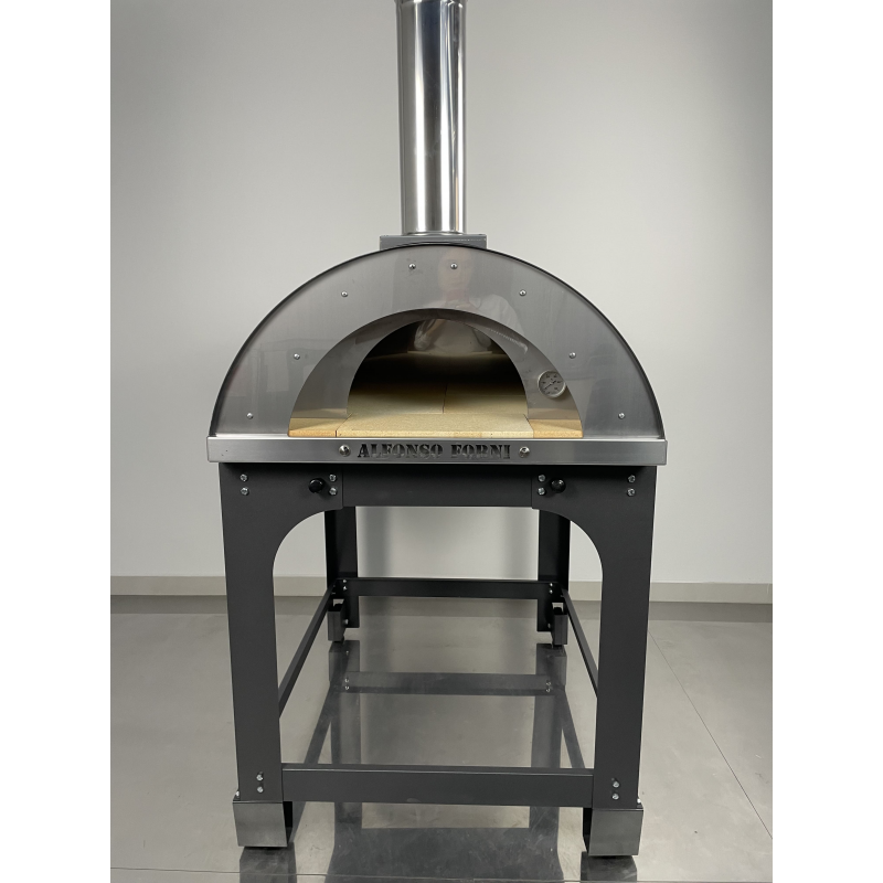 Forno a Legna Alfonso 2 Pizze Full Optional con Carrello in Inox a