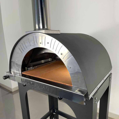 Alfonso Gas Wood-Fired Oven 2 Pizzas Hybrid with Trolley