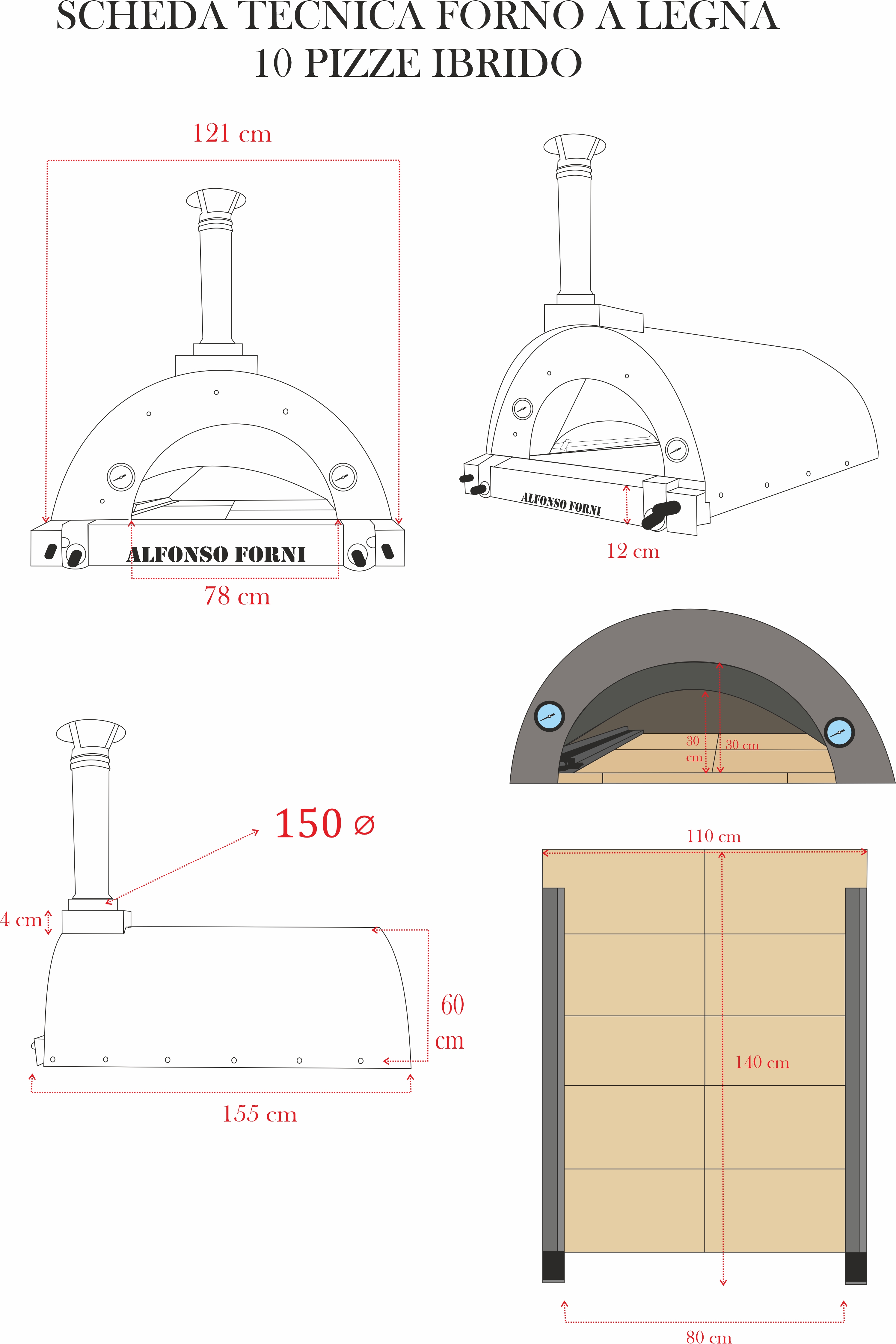 Forno a Gas Legna Alfonso 10 Pizze Ibrido: Cucina Perfetta per Pizza, Pane  e Feste