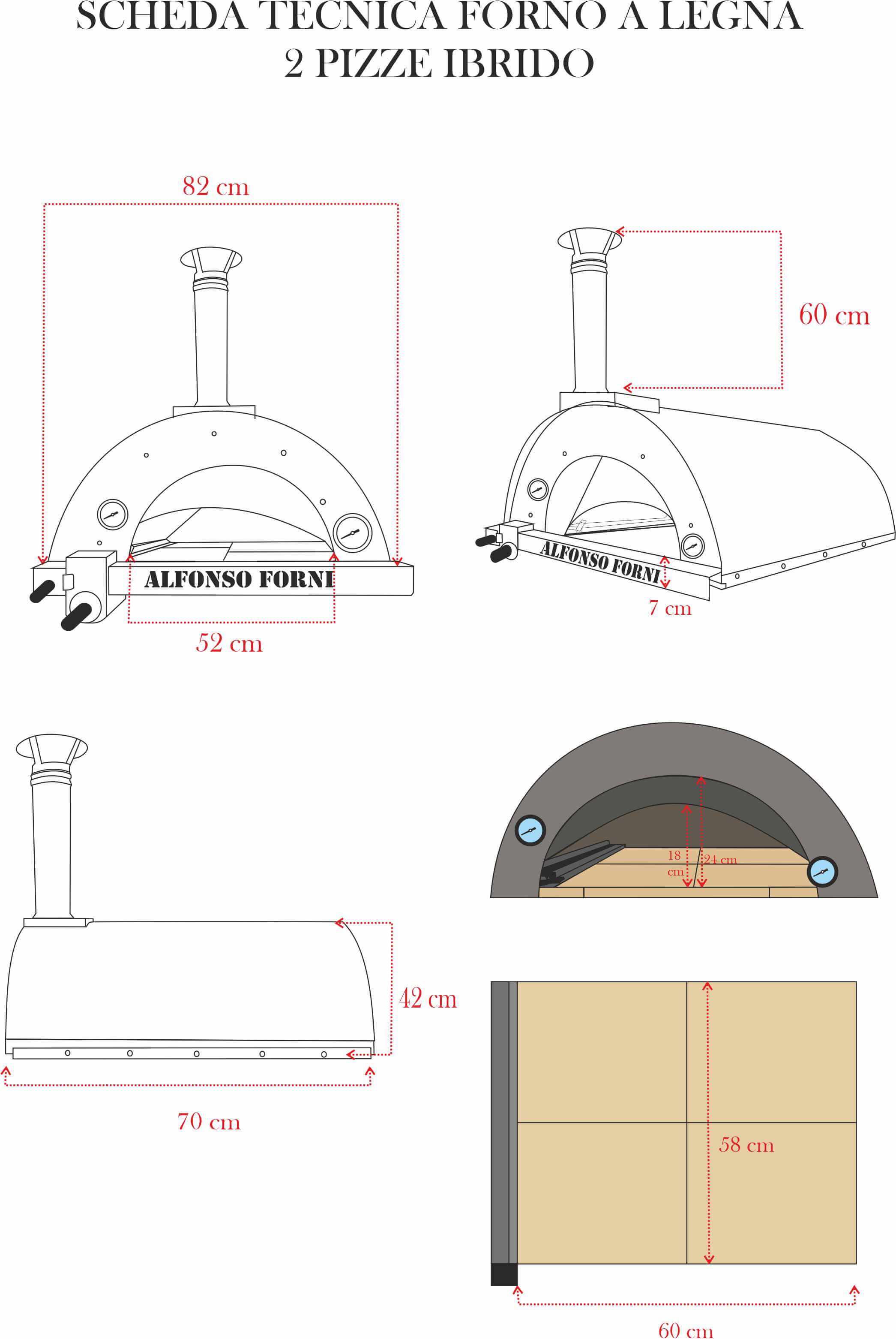 Forno a Legna Alfonso 2 Pizze Full Optional con Carrello in Inox a Cottura  Diretta: La Scelta Perfetta per Cucinare Pizza, Pane