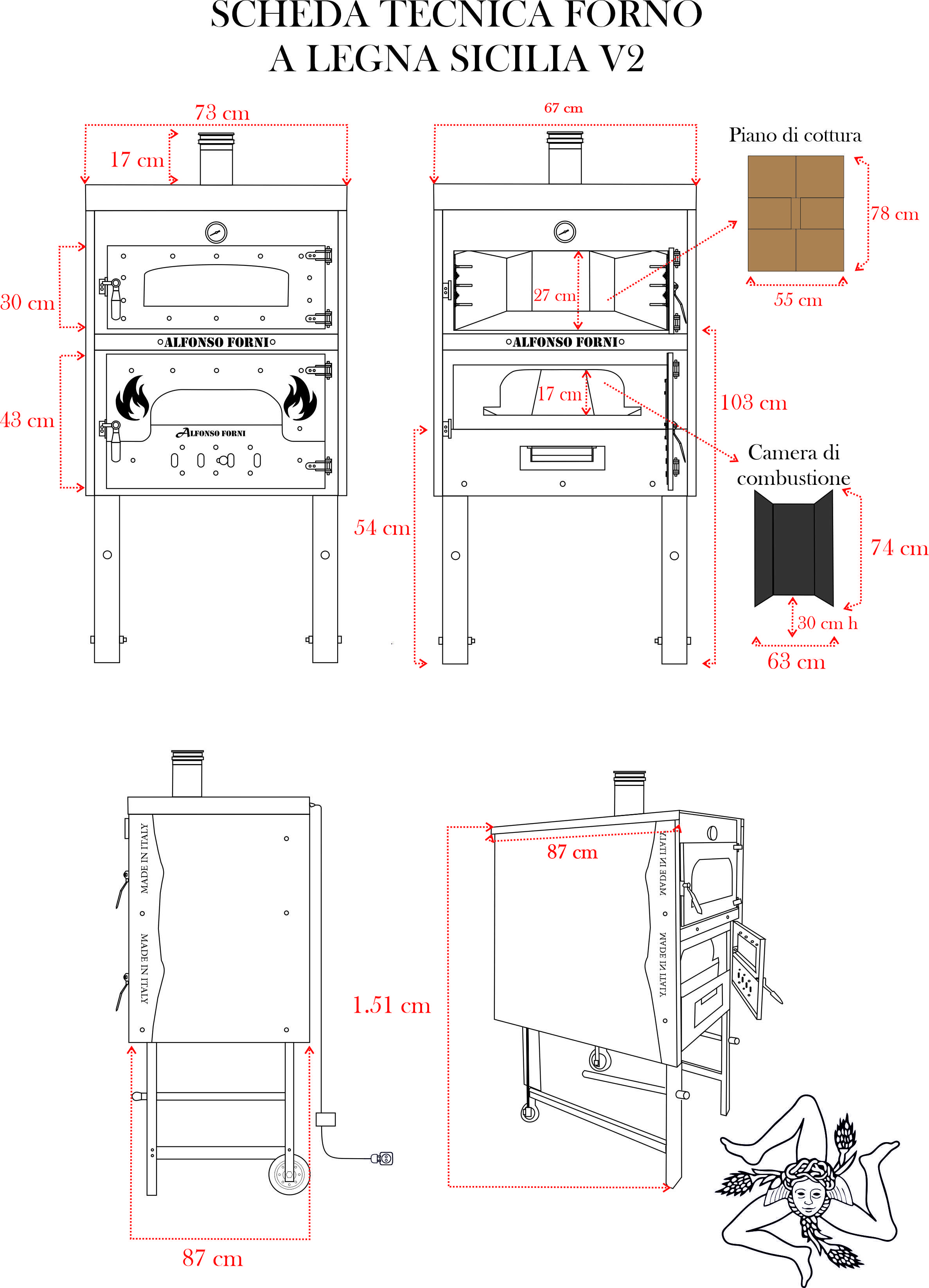 Teglia Forno Lamiera Alluminata 60x40x altezza 6 cm con Aletta