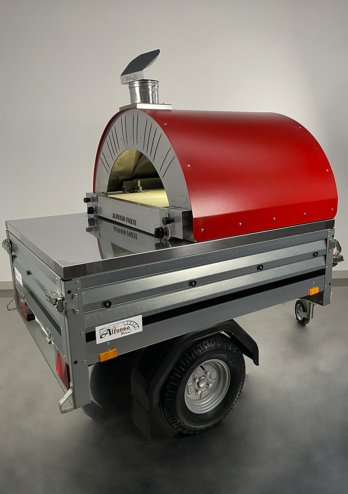 Attrezzatura Pizza Trailer con forno ibrido Alfonso 4 pizze