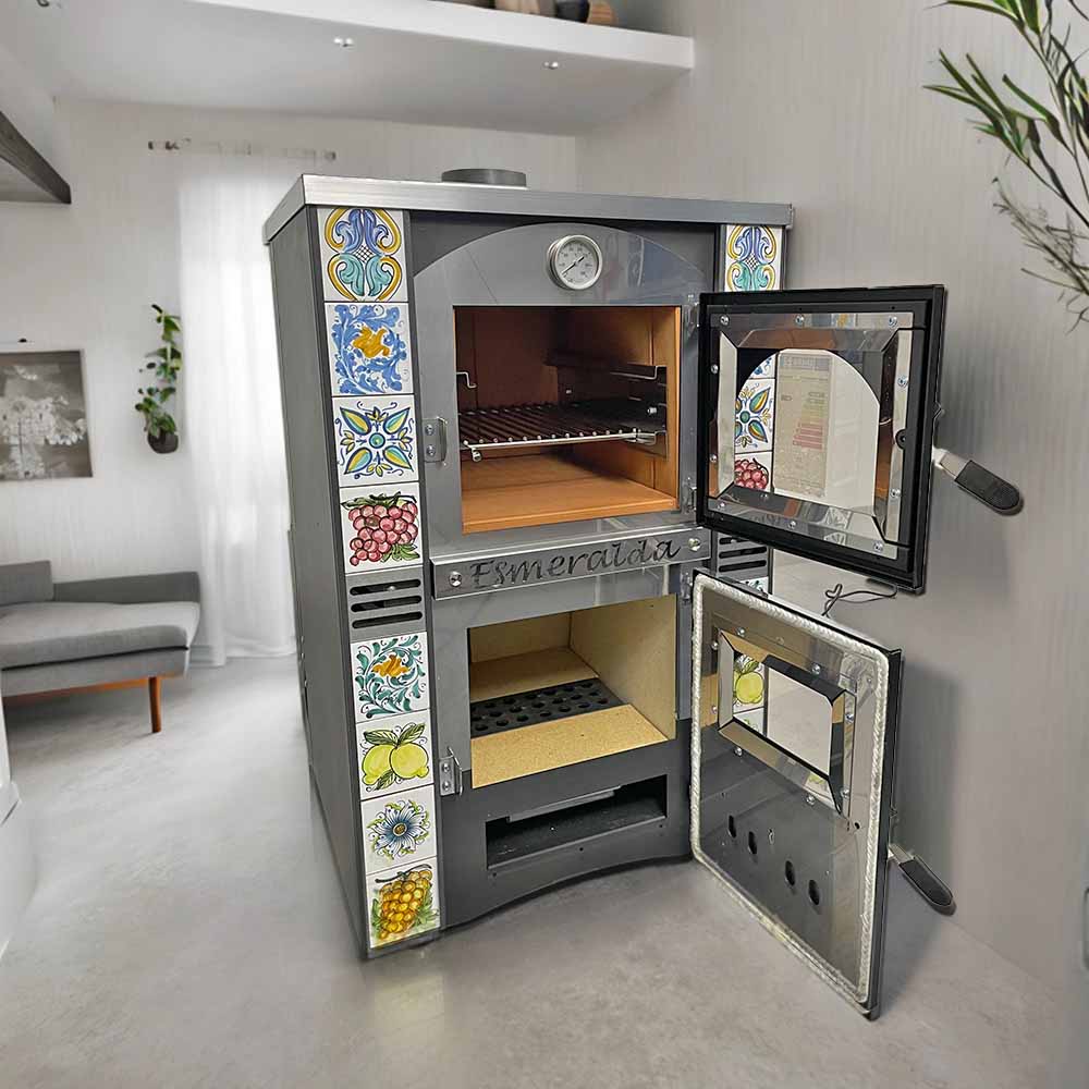 Poêle-Cuisinière Ventilé Esmeralda avec Faïences de Caltagirone intérieur